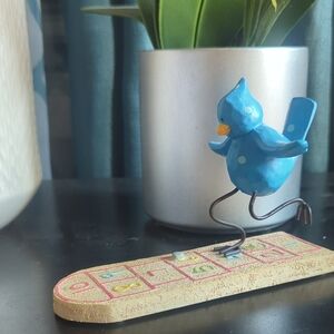 Russ Berrie Blue Bird Figurine with Yellow Beak